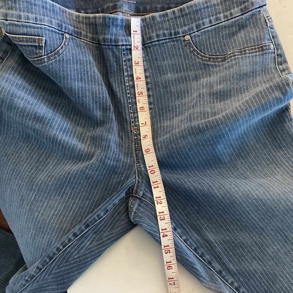 Chico's Blue Straight Leg Jeans leggings with Pinstripe Detail NEW size 3R / 16 - Picture 6 of 12